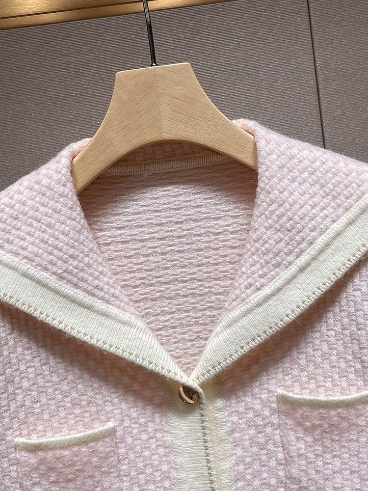 Pale Pink Marine Look Cardigan 00027