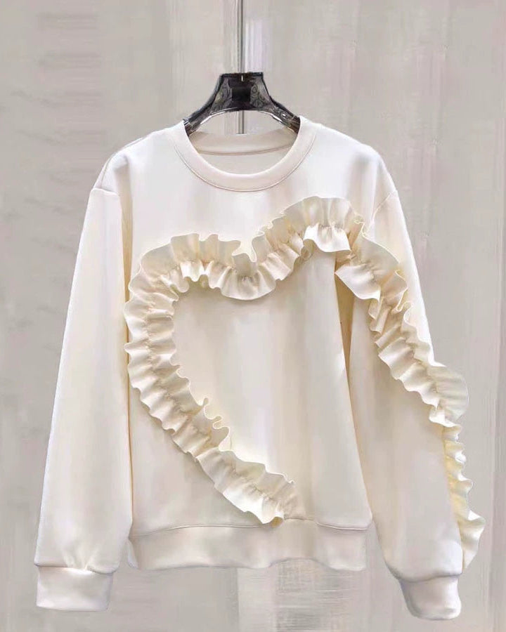 Romantic Frill Heart Sweatshirt 00492