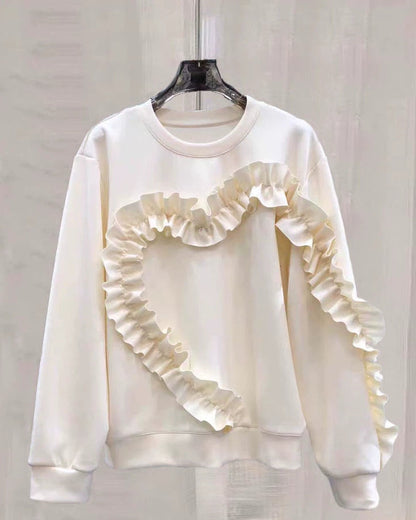 Romantic Frill Heart Sweatshirt 00492