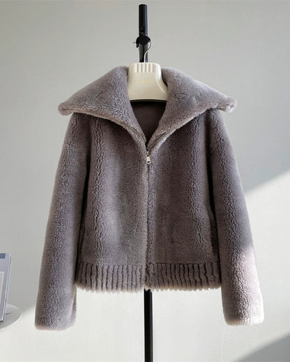 Fuzzy Wool-Blend Short Jacket 00523