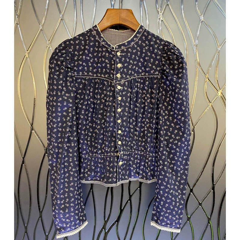 Navy Blue Floral Shirt 00064