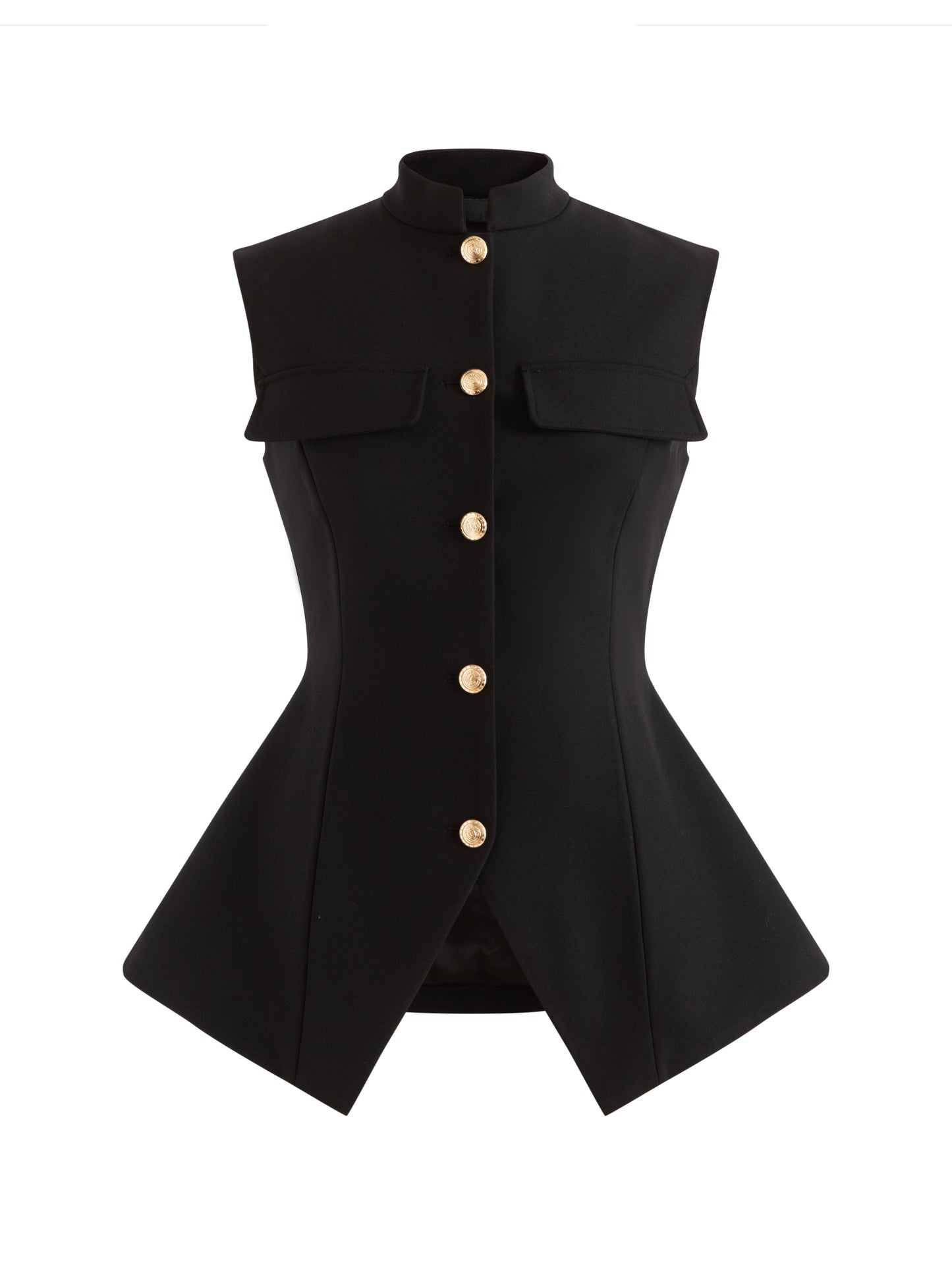Sleek Black Peplum Vest 00158