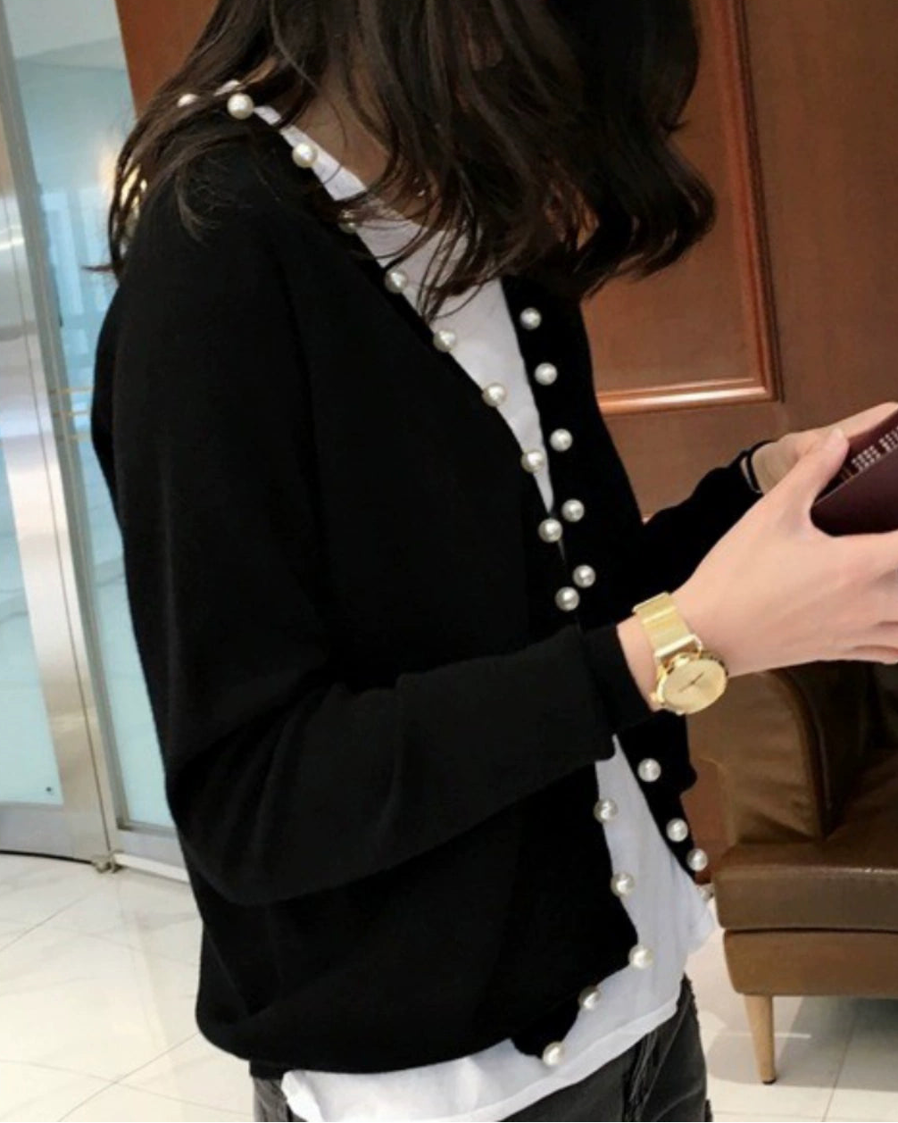 Elegant Pearl Accent Knit 00416