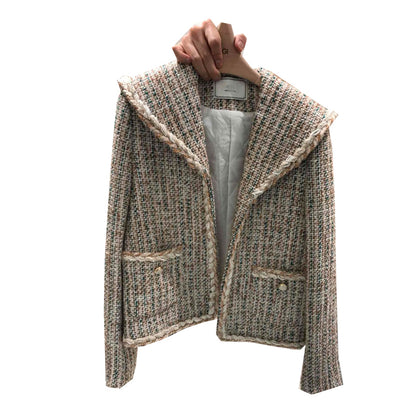 Braided Lapel Pocket Tweed Jacket 00188