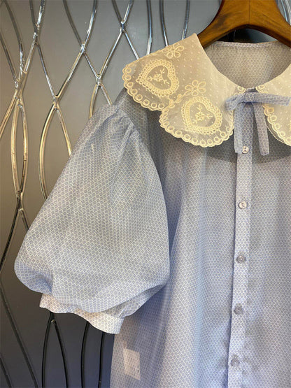 Romantic Heart Bib Collar Blouse 00228