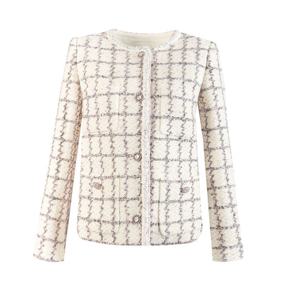 Powder Rose Grid Tweed Jacket 00320