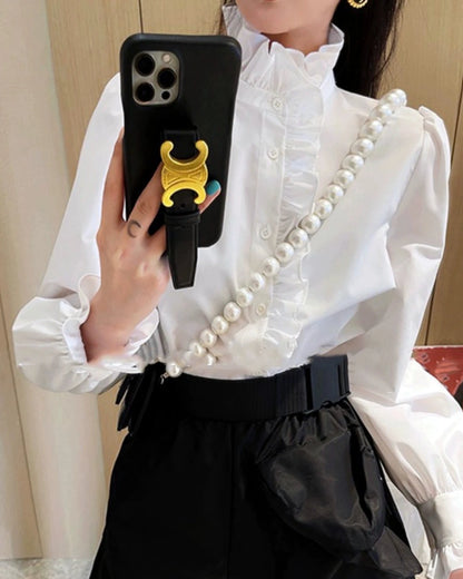 Loose Long Sleeve Casual Stand Collar Shirt 00099