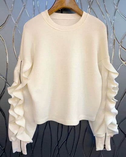 Ruffle Sleeve Sweatshirt 00439