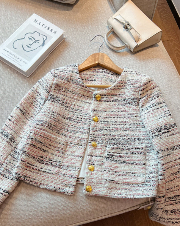 Pale Pink and Black White Tweed Jacket 00145