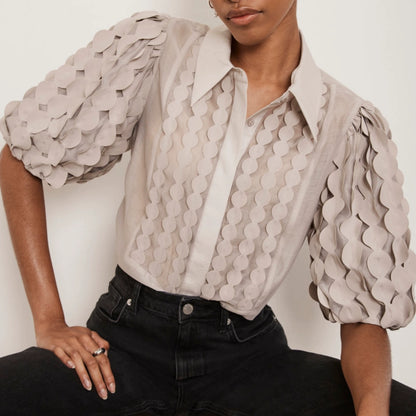 Gray Circle Lace Volume Shirt 00290