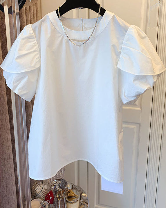 Structured Puff Shoulder Blouse 00217