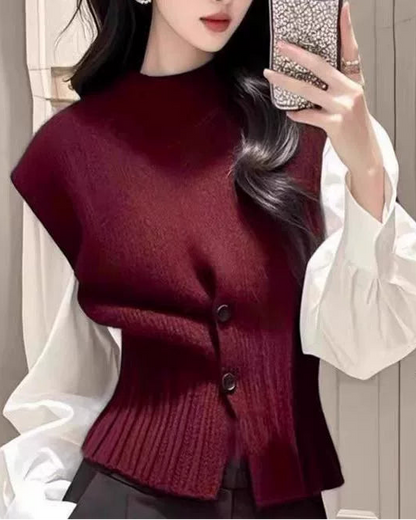 Structured Corset-Style Layered Knit Top 00543