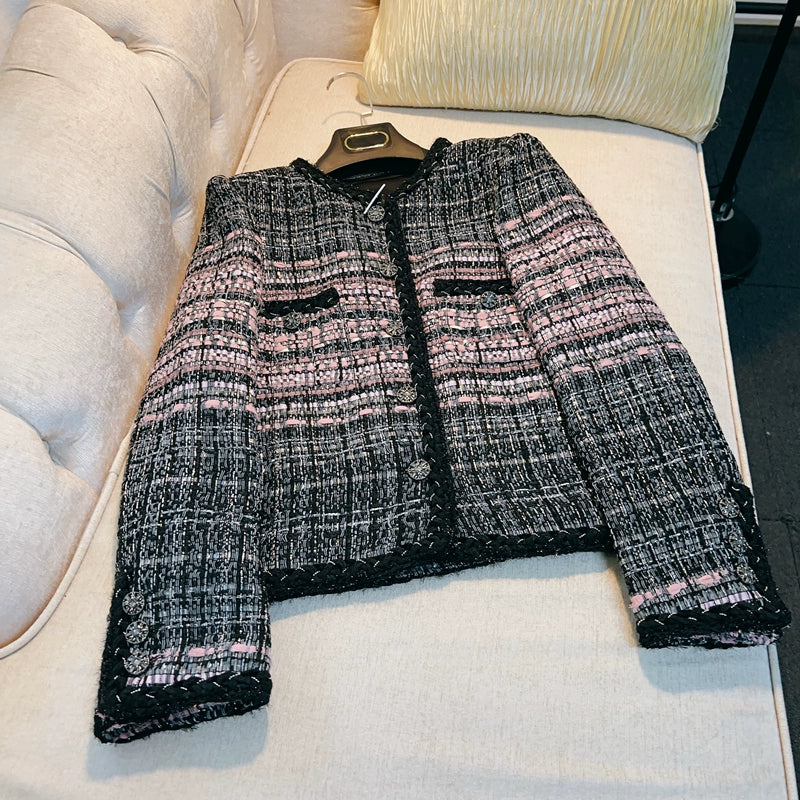 Parisian Tweed Jacket - Black and Pink Check 00309