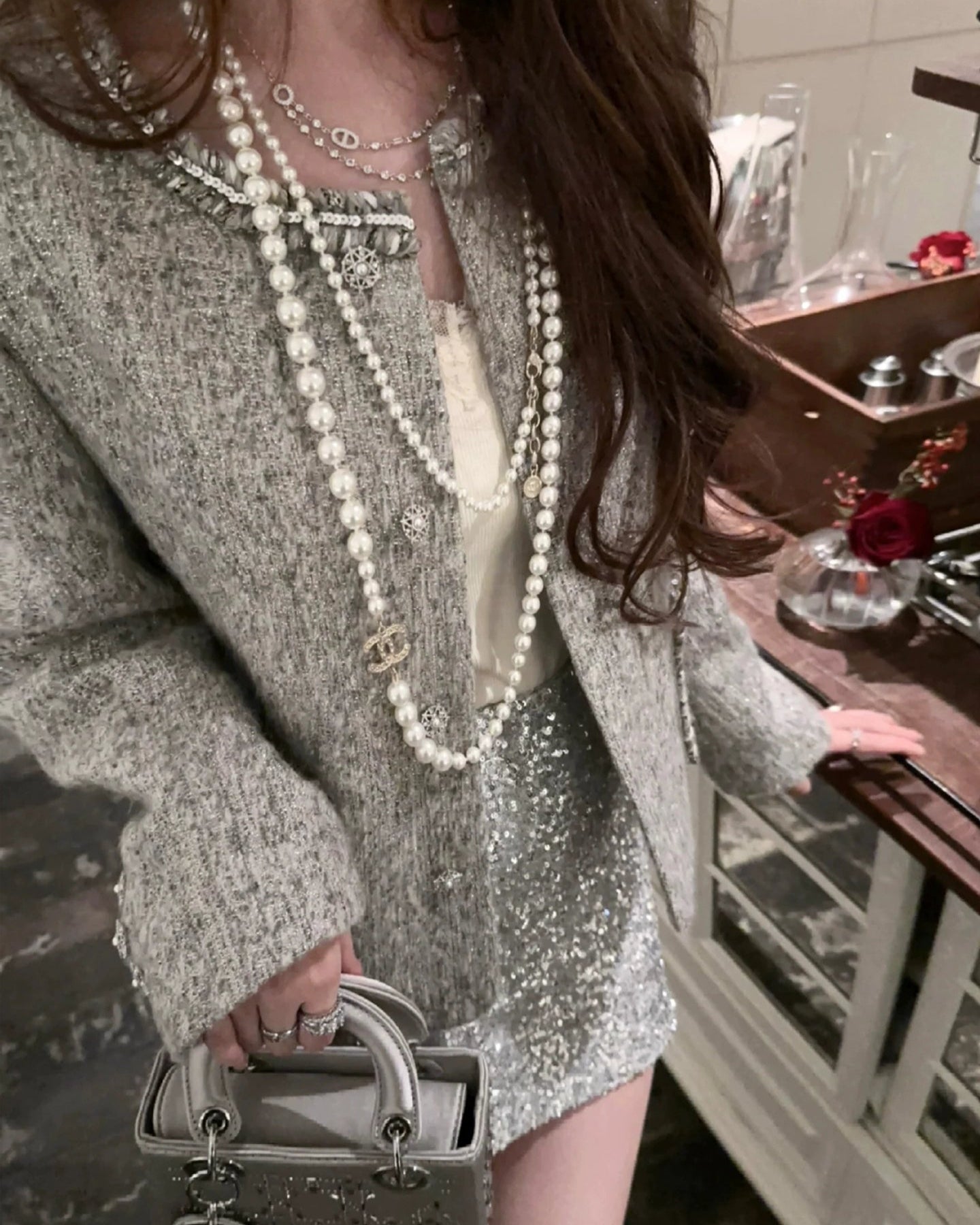 Shimmer Buttoned Tweed Jacket 00311