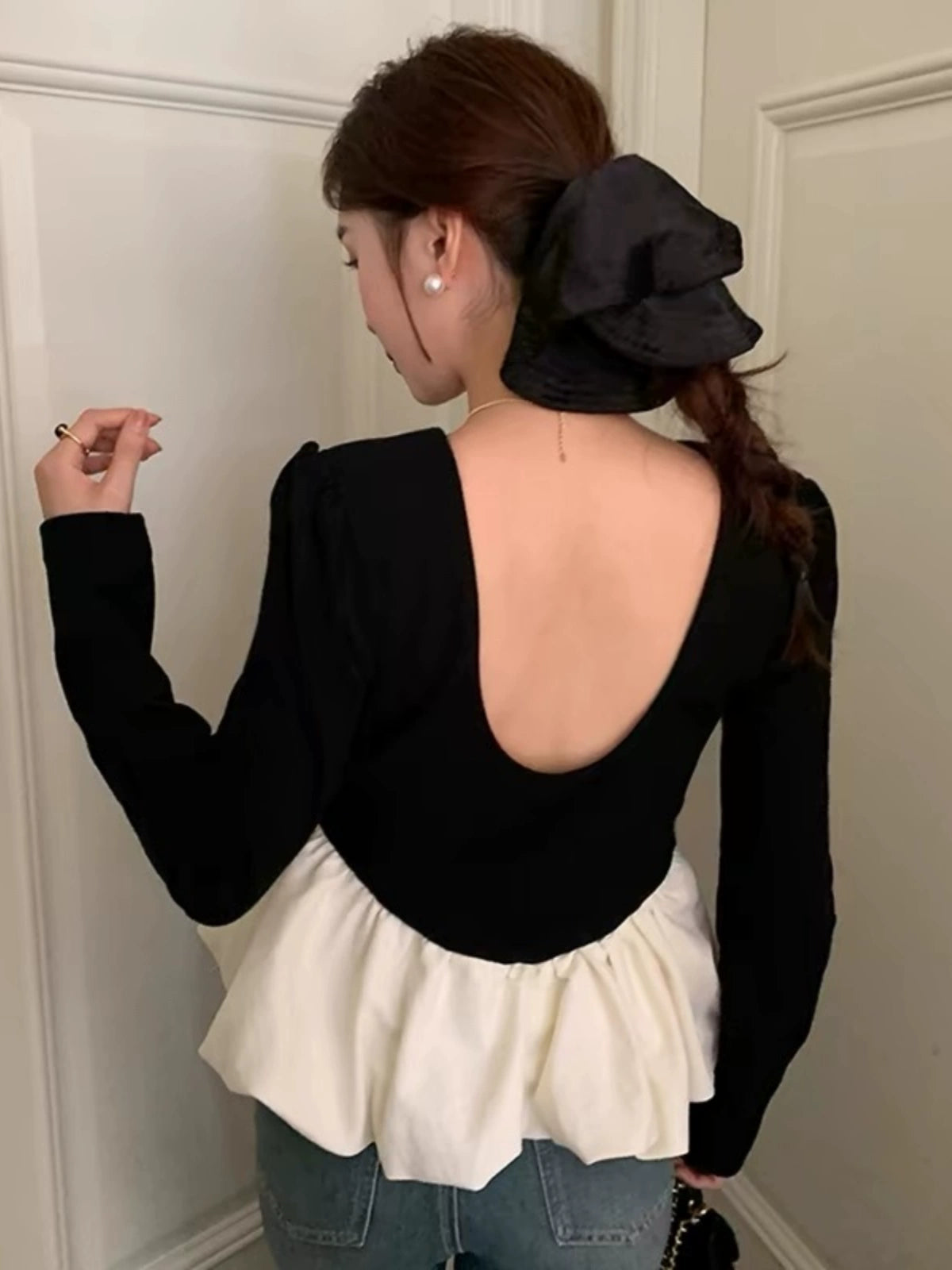 Backless Peplum Top 00005