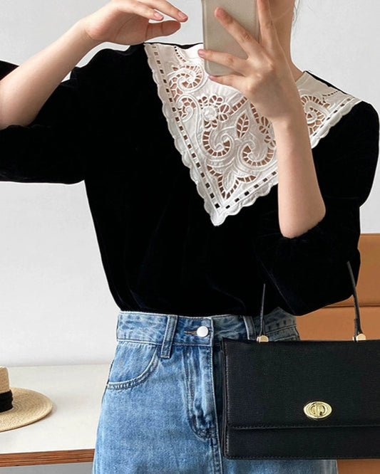 French Vintage Lace Top 00376