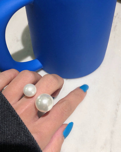 Luxe Double Pearl Open Ring 00515