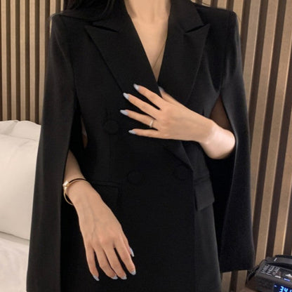 Double-Breasted Cape Blazer 00166