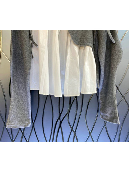 Mixed Texture Long Sleeve Top 00089