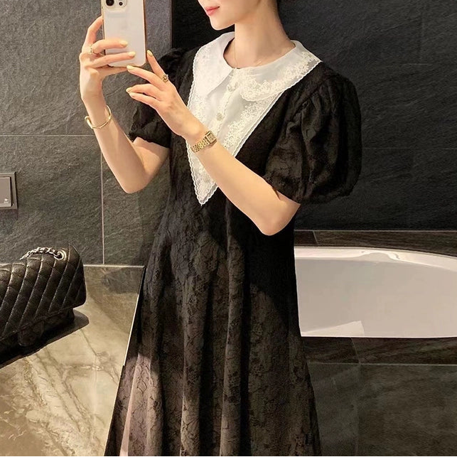 Lace Collar Puff Dress 00269