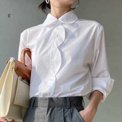 Modern Ripple Button Long Sleeve Shirt 00163
