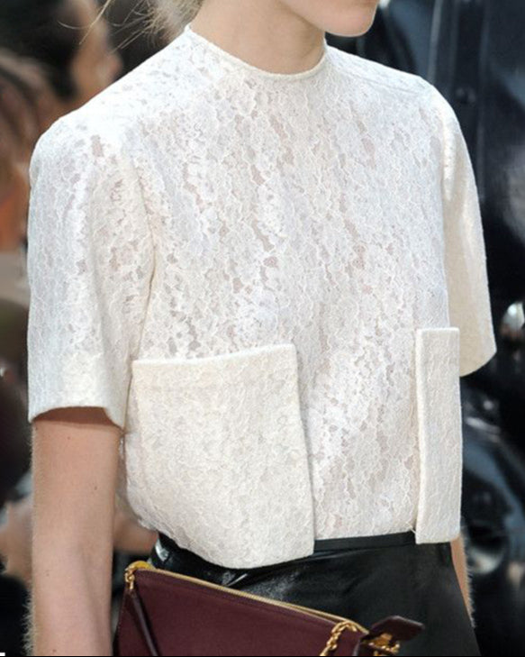 Pocket Detail Lace Top 00164