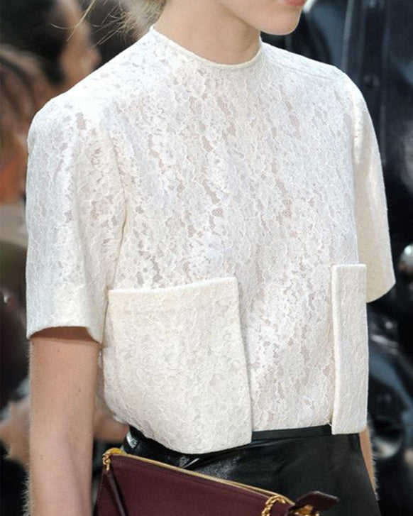 Pocket Detail Lace Top 00164