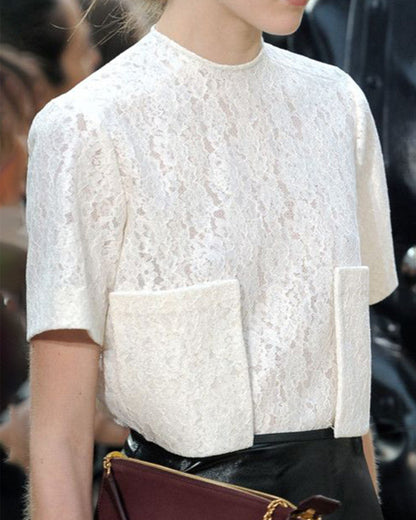 Pocket Detail Lace Top 00164