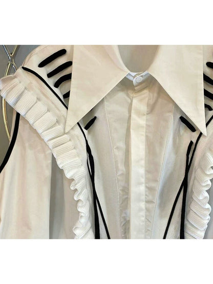 Sharp Collar and Black Tie Shirt 00103
