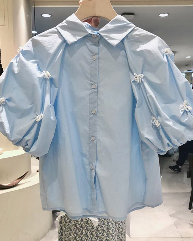 Luxe Ruffled Puff Sleeve Shirt 00157