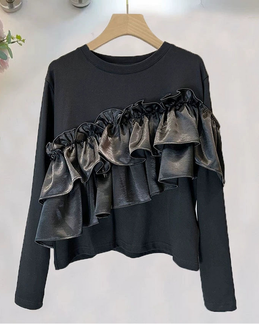 Asymmetric Frill Sweatshirt 00473