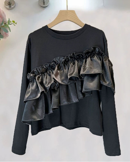Asymmetric Frill Sweatshirt 00473