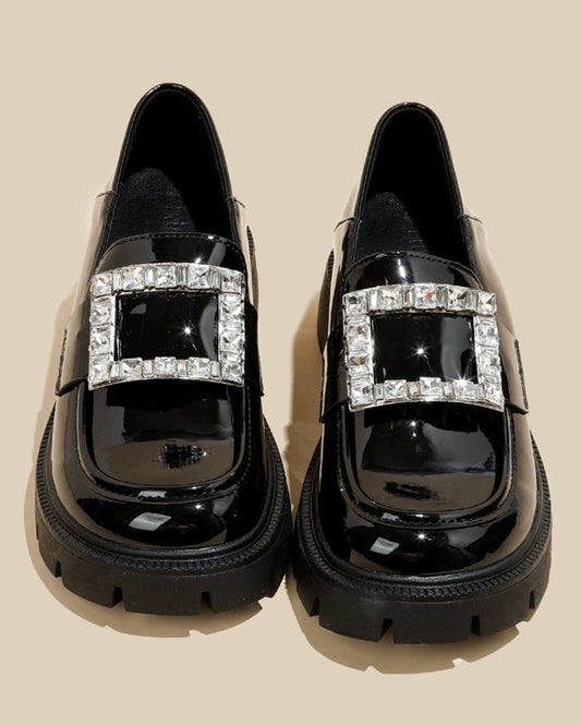 Crystal Buckle Loafers 00402