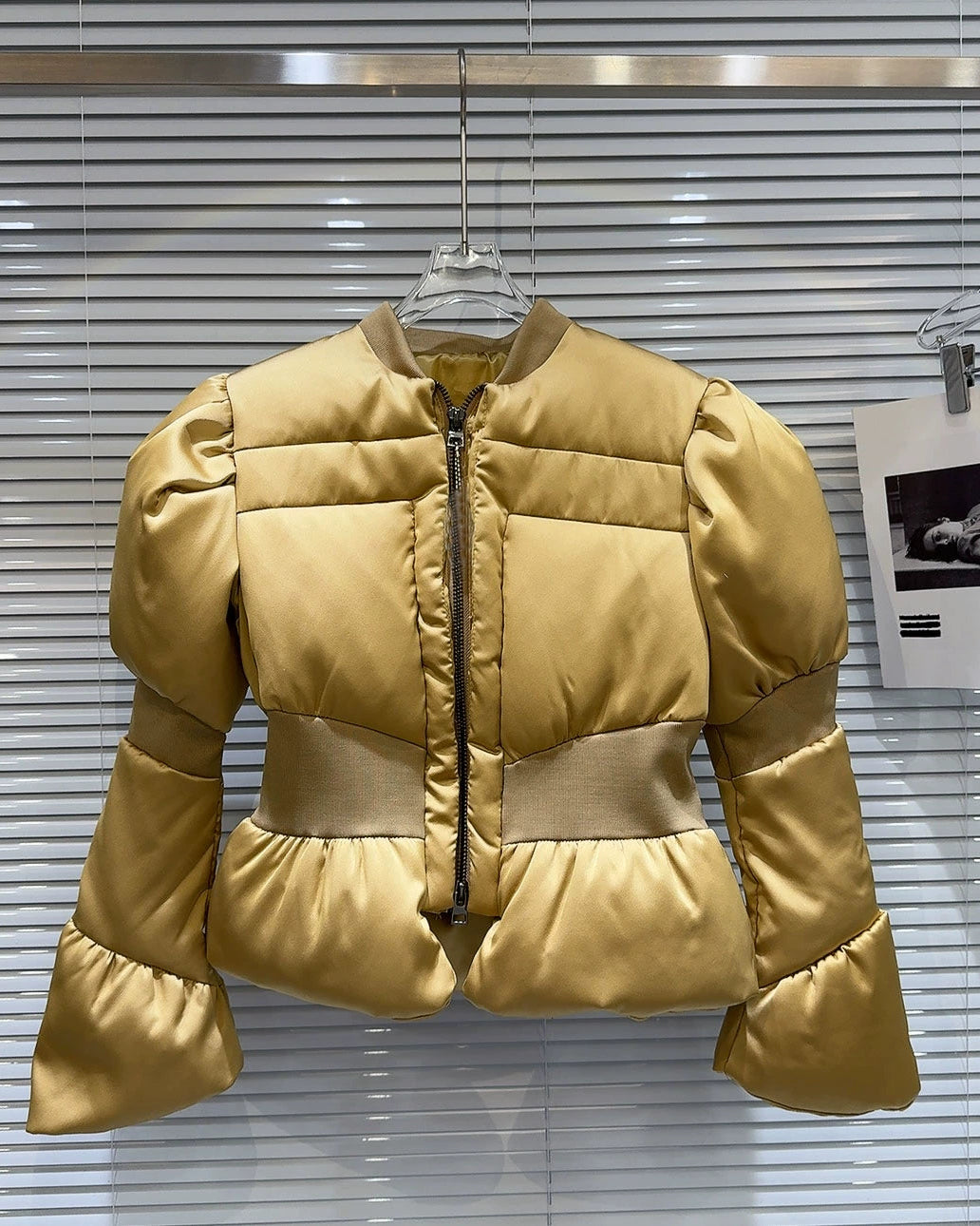 Satin Peplum Puff Jacket 00448