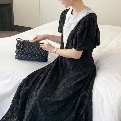Lace Collar Puff Dress 00269