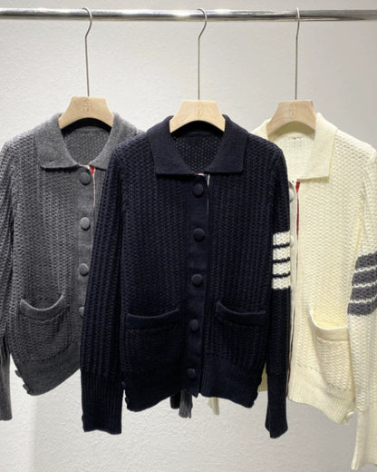 Chic Stripe Knit Cardigan 00447