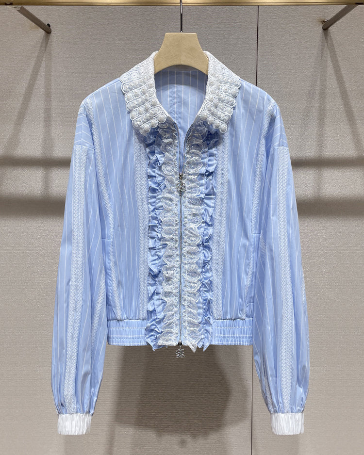 Lace Ruffle Zip Jacket 00211