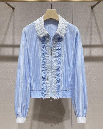Lace Ruffle Zip Jacket 00211