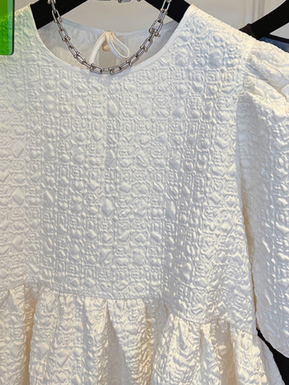 Textured Peplum Blouse 00238