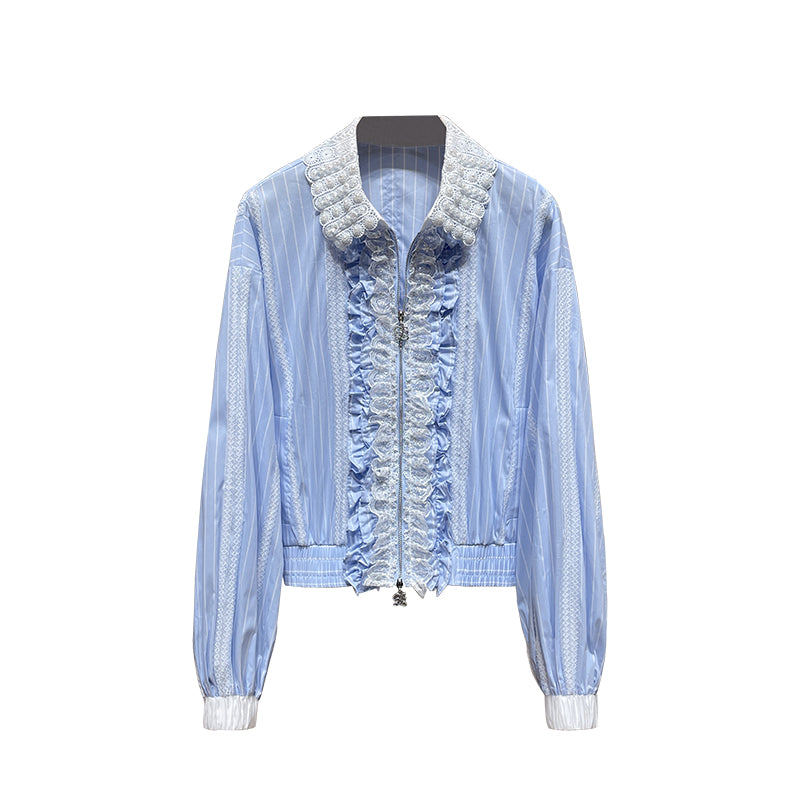 Lace Ruffle Zip Jacket 00211