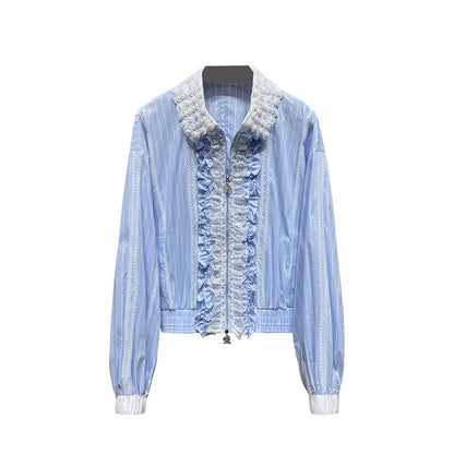 Lace Ruffle Zip Jacket 00211