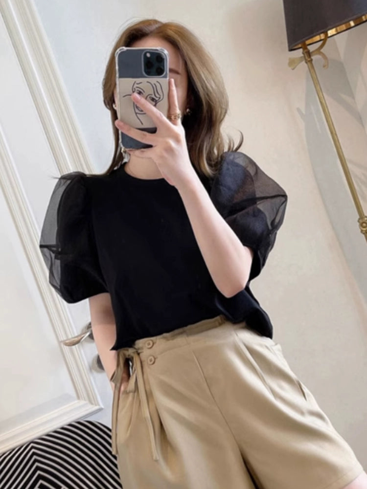 Sheer Puff Charm Tee 00254