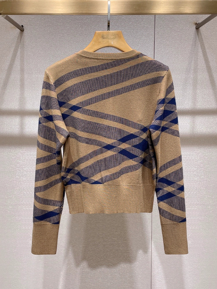 Plaid Knit Cardigan 00013