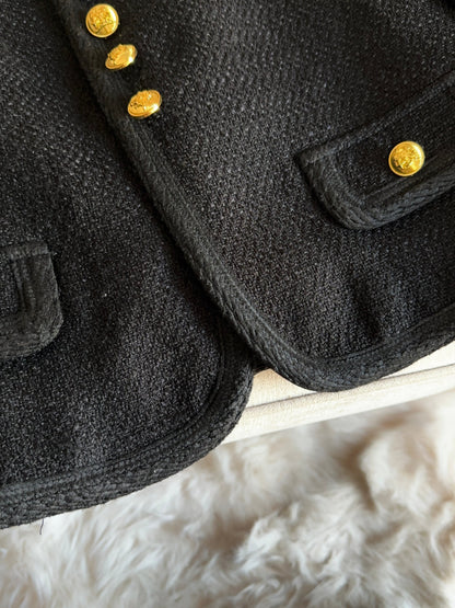 Black Tweed Jacket with Gold Button Details 00154
