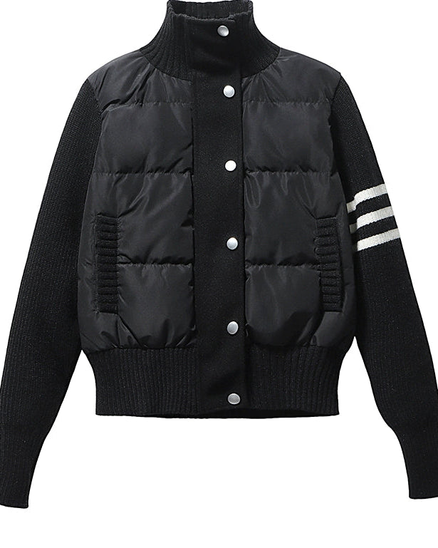 Short Knit Panel Down Jacket 00470