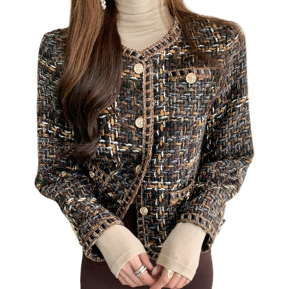 Chocolate and Gold Accented Tweed Jacket 00175