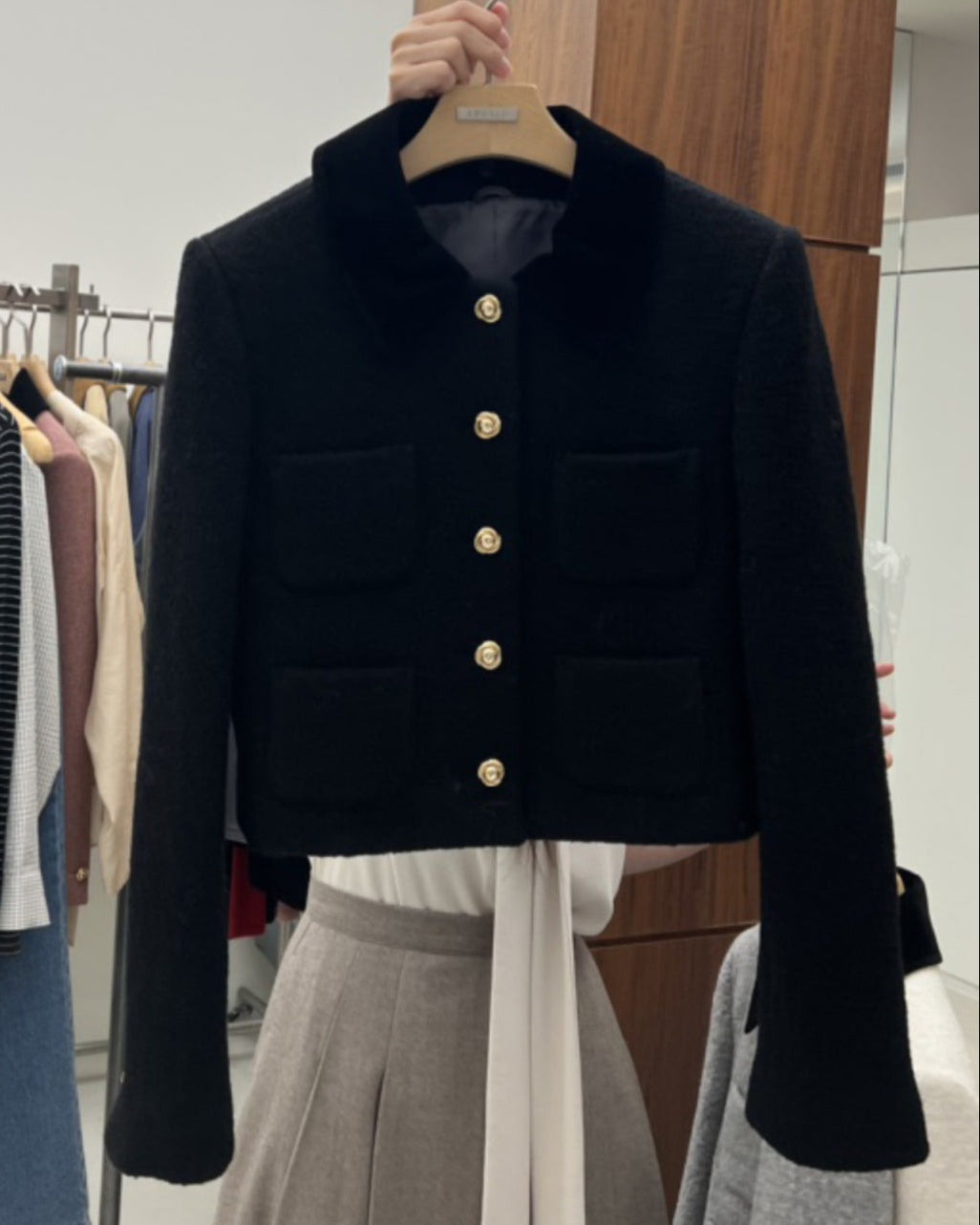 Black Collar Pocket Detail Jacket 00187