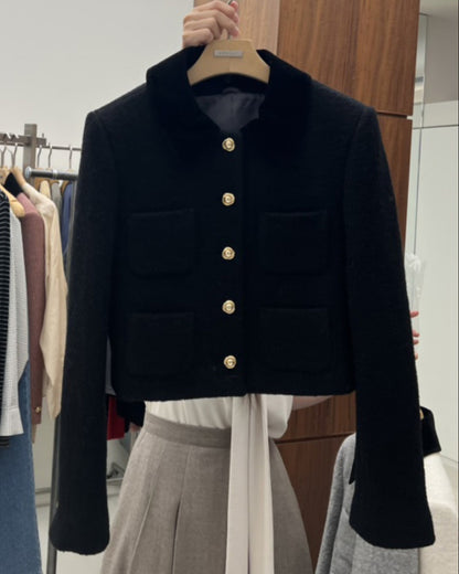 Black Collar Pocket Detail Jacket 00187
