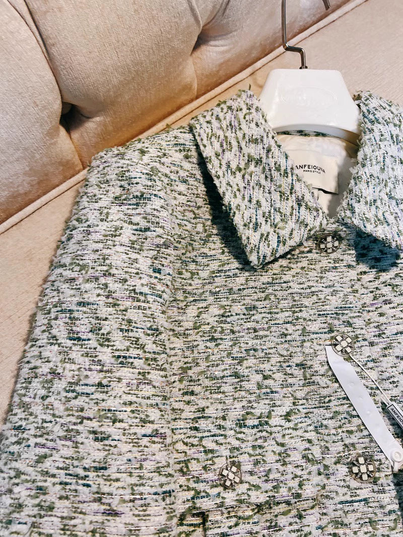 Olive Tweed Collar Jacket 00318