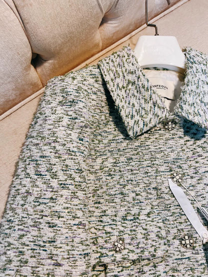 Olive Tweed Collar Jacket 00318
